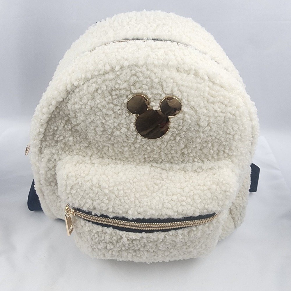 Disney White Sherpa Mickey Mouse Mini Backpack Bag Travel Pack Purse School Book